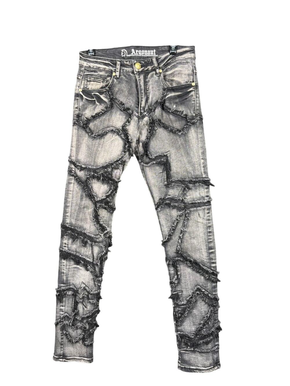 Argonaut Nation Jeans Mens 30x32 Gray Distressed Frayed Slim Fit Streetwear